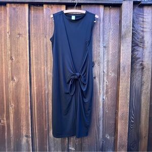 Wynne Layers Chic Black Knotted Midi Dress Sz S